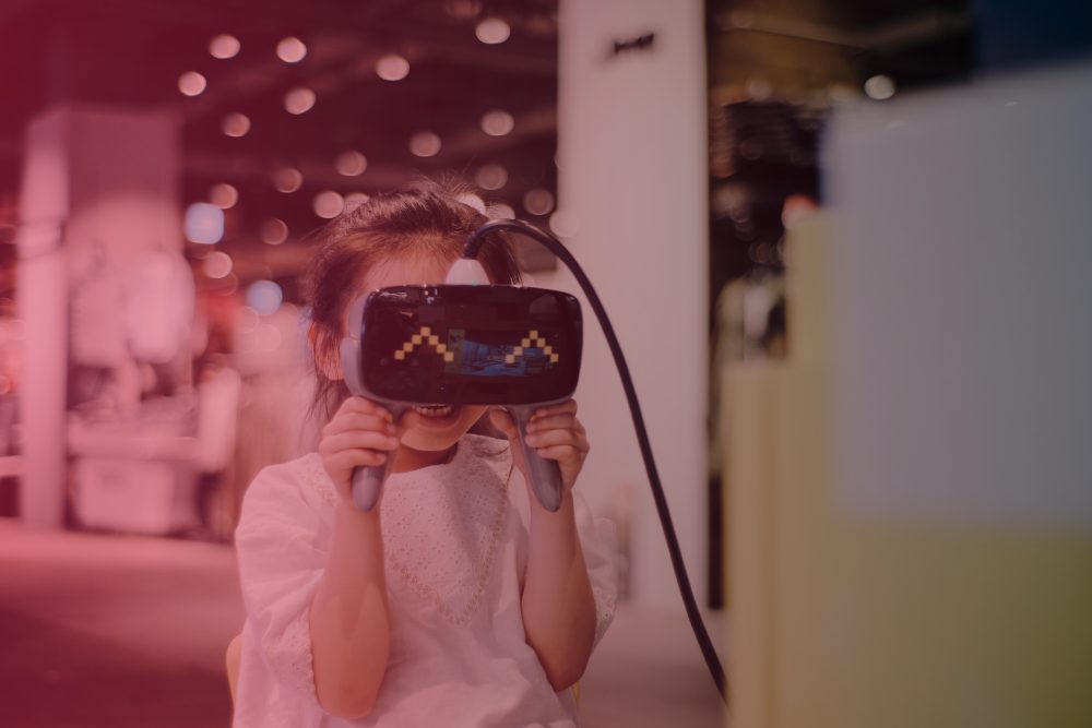 girl using vr headset